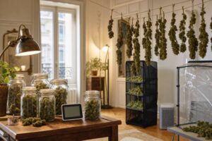 Cómo secar y curar cogollos en casa sin perder terpenos: temperatura, humedad y tiempos (guía orientada a Francia)